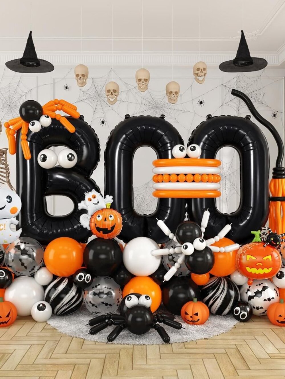 127Pcs Halloween Black 40 Inch Foil Balloons Spooky One Party Decorations